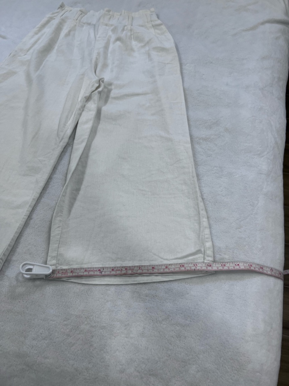 Coffee Bean White Linen Blend Wide Leg Pants Paperbag Waist Size M - Picture 5 of 13